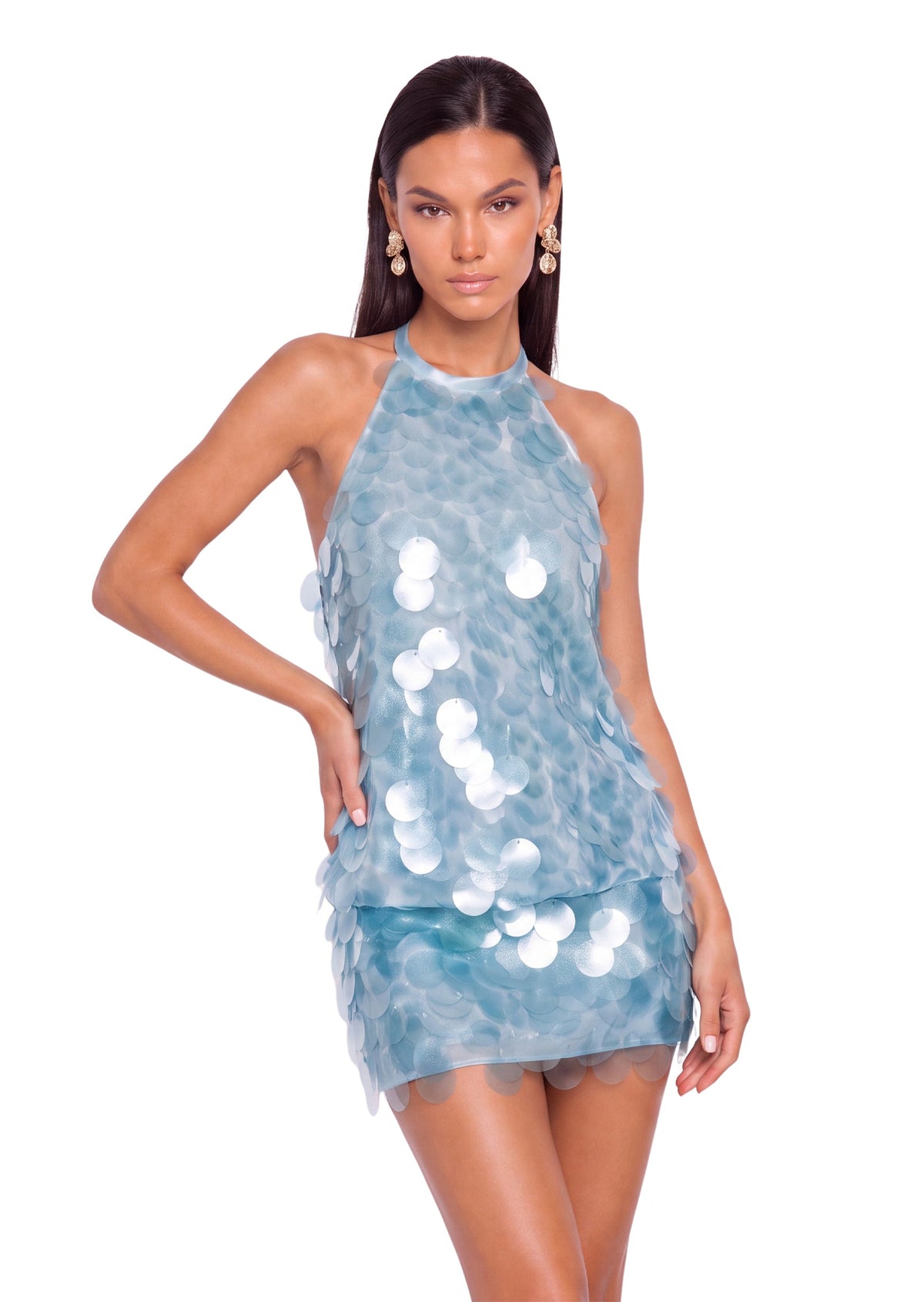 Margaux | Mini robe dos nu sans manches « Machiko » en bleu