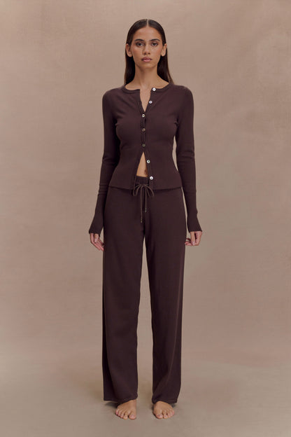 Gilet en maille ajusté Valeria – Chocolat foncé