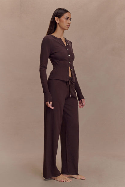 Gilet en maille ajusté Valeria – Chocolat foncé