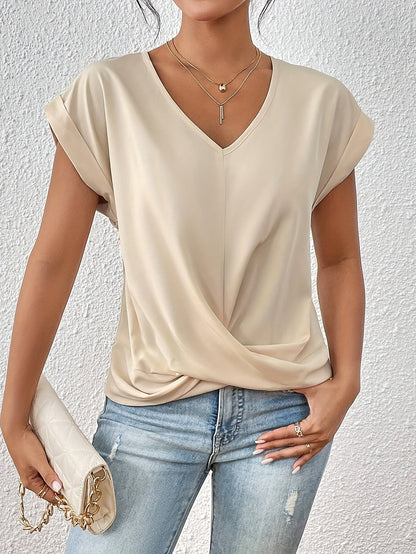 T-SHIRT ÉLÉGANT À COL EN V POUR FEMMES