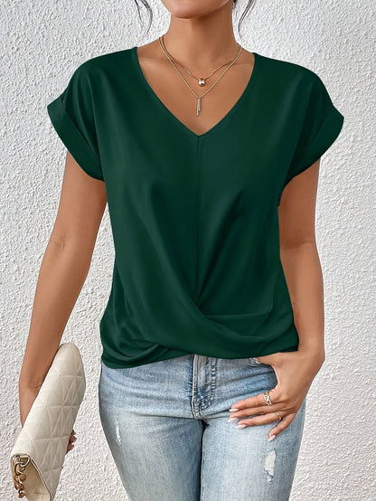 T-SHIRT ÉLÉGANT À COL EN V POUR FEMMES