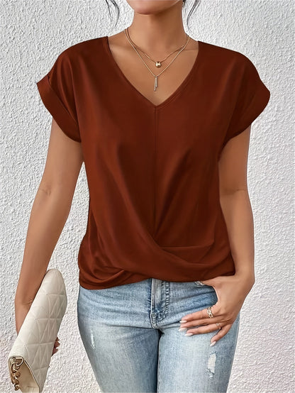 T-SHIRT ÉLÉGANT À COL EN V POUR FEMMES