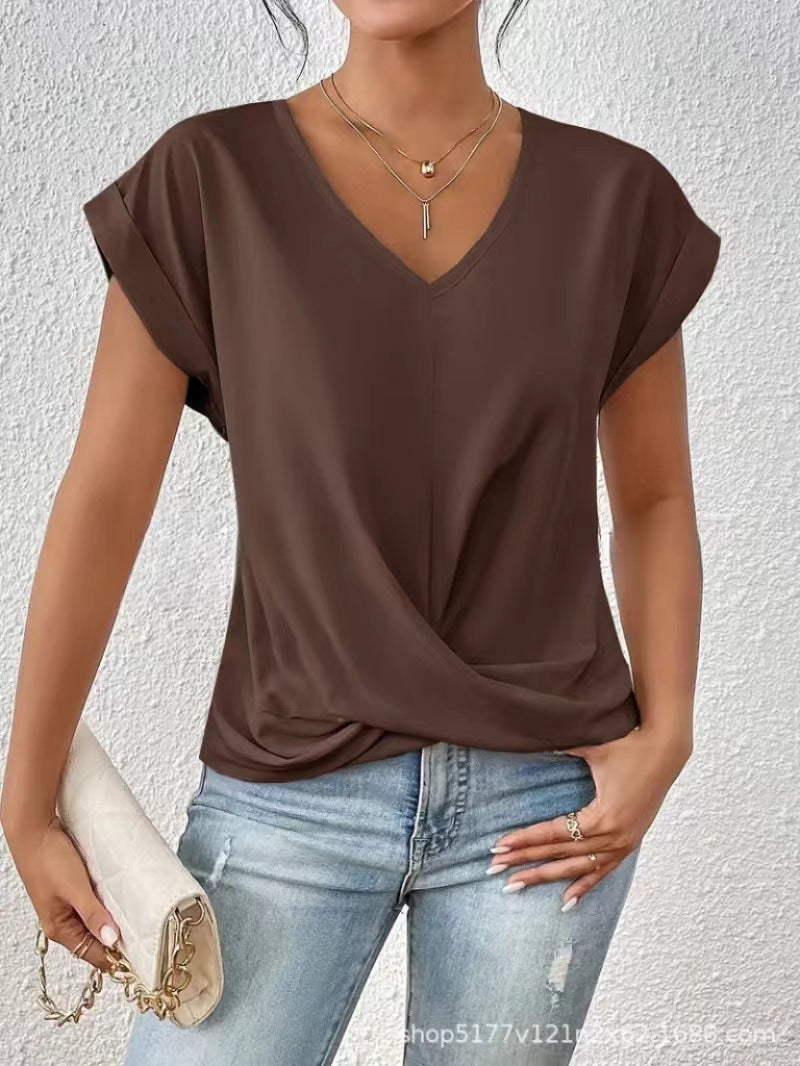 T-SHIRT ÉLÉGANT À COL EN V POUR FEMMES