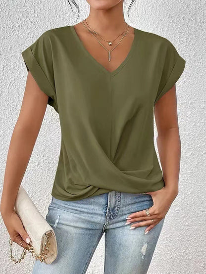 T-SHIRT ÉLÉGANT À COL EN V POUR FEMMES
