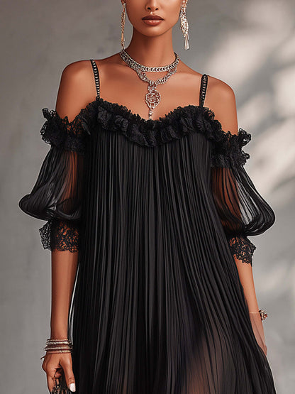 Nuria | Robe longue en mousseline de soie à col en V