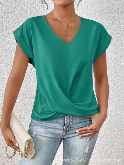 T-SHIRT ÉLÉGANT À COL EN V POUR FEMMES