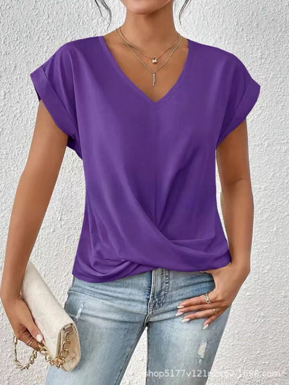 T-SHIRT ÉLÉGANT À COL EN V POUR FEMMES