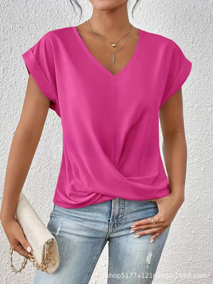 T-SHIRT ÉLÉGANT À COL EN V POUR FEMMES