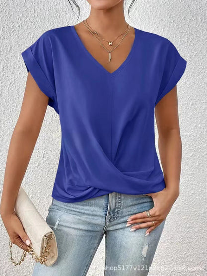 T-SHIRT ÉLÉGANT À COL EN V POUR FEMMES