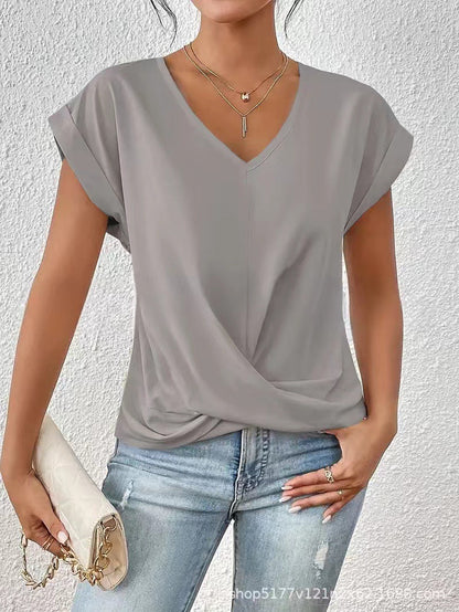 T-SHIRT ÉLÉGANT À COL EN V POUR FEMMES