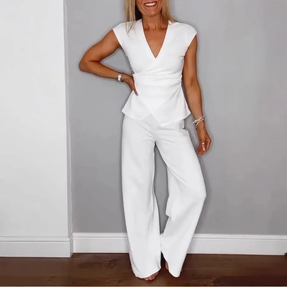 Ensemble Valerisse™ avec chemisier cache-cœur et pantalon palazzo