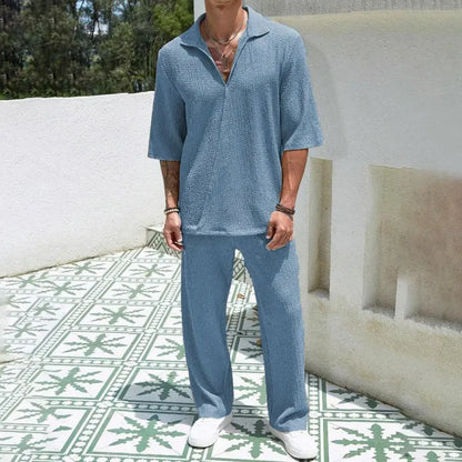 Ensemble Helsinki™ en viscose texturée à col polo, au style « old money »