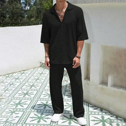 Ensemble Helsinki™ en viscose texturée à col polo, au style « old money »