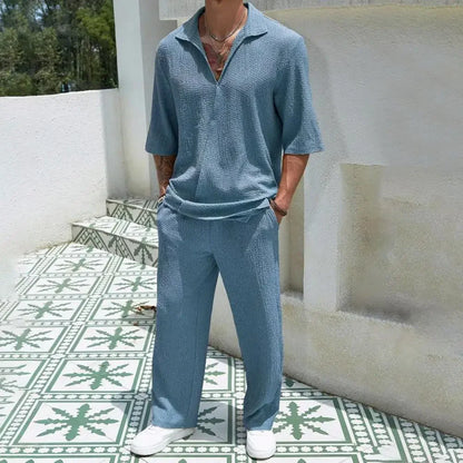 Ensemble Helsinki™ en viscose texturée à col polo, au style « old money »