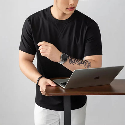 T-shirt Louis™ en coton premium élasthanne à col rond côtelé