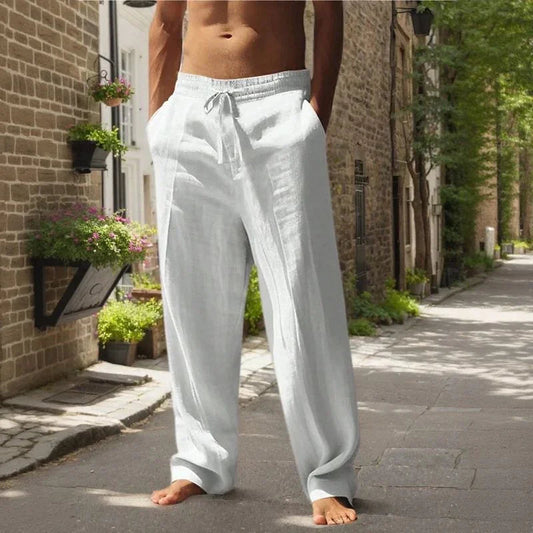 Pantalon Oliver™ en coton et lin avec taille élastique et cordon de serrage