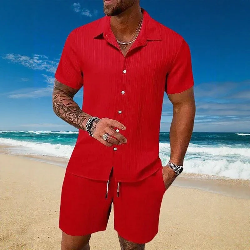 Ensemble Gael™ en soie glacée avec t-shirt à manches courtes et short réglable