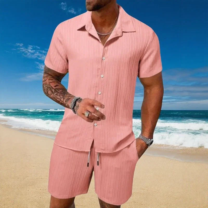 Ensemble Gael™ en soie glacée avec t-shirt à manches courtes et short réglable