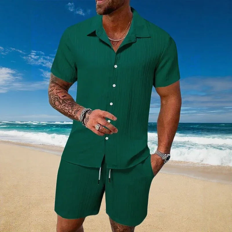 Ensemble Gael™ en soie glacée avec t-shirt à manches courtes et short réglable
