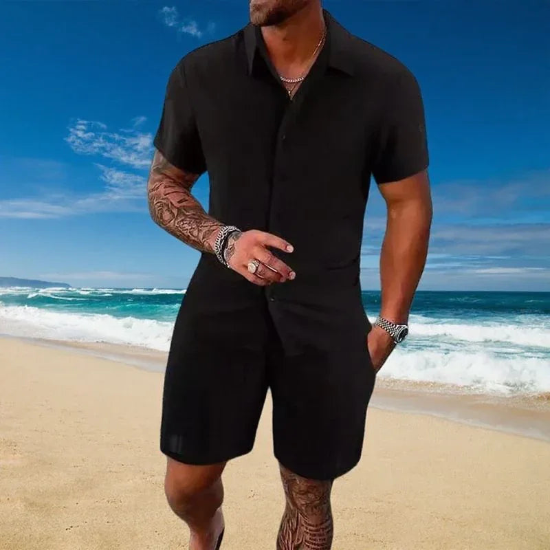 Ensemble Gael™ en soie glacée avec t-shirt à manches courtes et short réglable