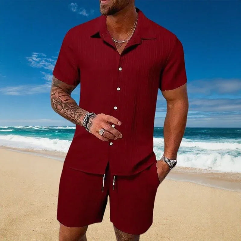 Ensemble Gael™ en soie glacée avec t-shirt à manches courtes et short réglable