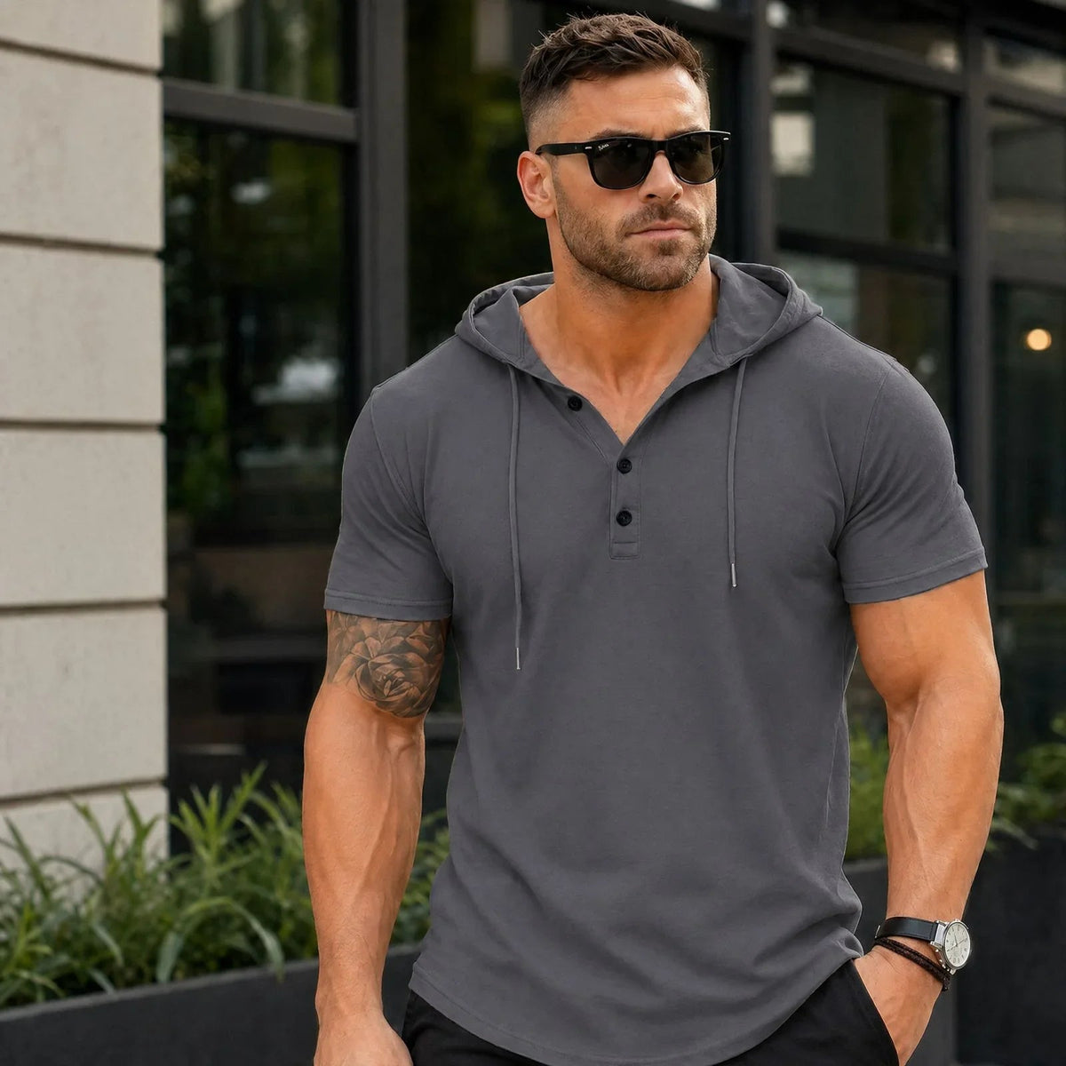 T-shirt à capuche et boutonnage Austin™