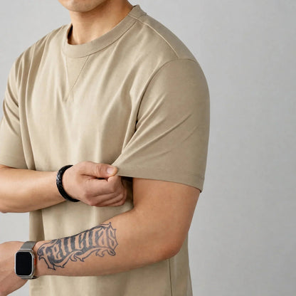 T-shirt Louis™ en coton premium élasthanne à col rond côtelé