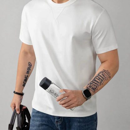 T-shirt Louis™ en coton premium élasthanne à col rond côtelé
