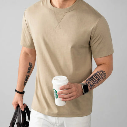 T-shirt Louis™ en coton premium élasthanne à col rond côtelé