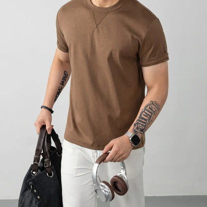 T-shirt Louis™ en coton premium élasthanne à col rond côtelé