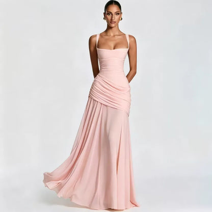 Aina | Robe longue à encolure carrée froncée